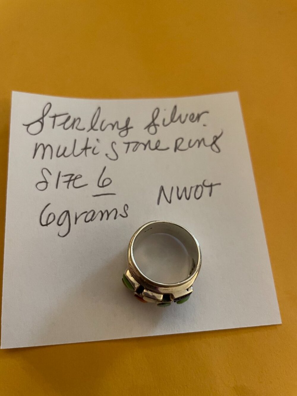 NEW Sterling Silver Ring Size 6 Multi Stone Wide Hippie Boho Anthropologie $148 - Picture 10 of 10